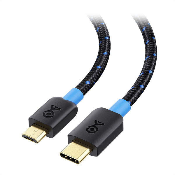 Cable Matters Braided USB C to Micro USB Cable, 3.3ft, Black | 3A/15W Charging, 480Mbps Data, Micro-B USB 2.0, for Controllers, Cameras, GPS and