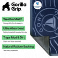 GORILLA GRIP 100% Waterproof All-Season WeatherMAX Doormat US Designed Natural Rubber, Stain and Fade Resistant, Low Profile Indoor Outdoor Door