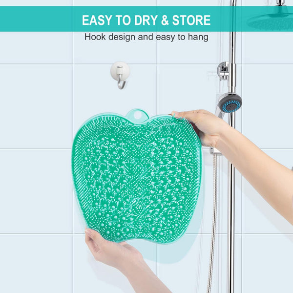 BESKAR XL Larger Shower Foot Scrubber Mat with Non-Slip Suction Cups | Cleans, Smooths, Exfoliates, Massages Your Feet Without Bending, Improve