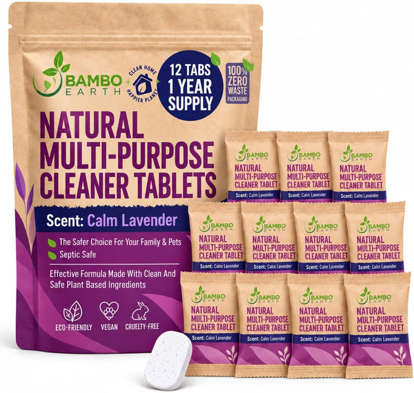 12 Pack Natural Multi-Purpose Cleaner - All Surface Multipurpose Cleaning Tablets Refill - Eco-Friendly Product & Cleaning Supplies - 1 Tablet =