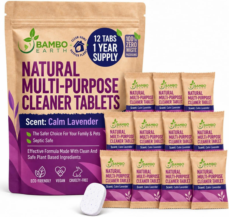 12 Pack Natural Multi-Purpose Cleaner - All Surface Multipurpose Cleaning Tablets Refill - Eco-Friendly Product & Cleaning Supplies - 1 Tablet =