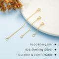 Gold Necklace Extenders 14k Extender Chain 925 Sterling Silver Extension Bracelet Chain Extenders for Necklaces 3 Pcs (1 2 3 Inch)(Gold) 1 2 3