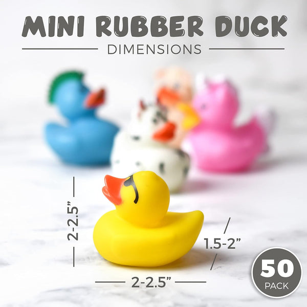 Rubber Ducks for Jeep Ducking 50 PCS Assorted Rubber Ducks for Duckies Games, Jeeps Ducking / Cruise Ships and Bath / Pool Play - Small 2 Inch