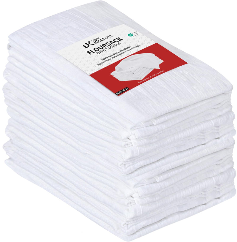 Utopia Kitchen White Flour Sack Towels [12 Pack - 28 x 28 Inch] 100% Cotton White 12 Pack