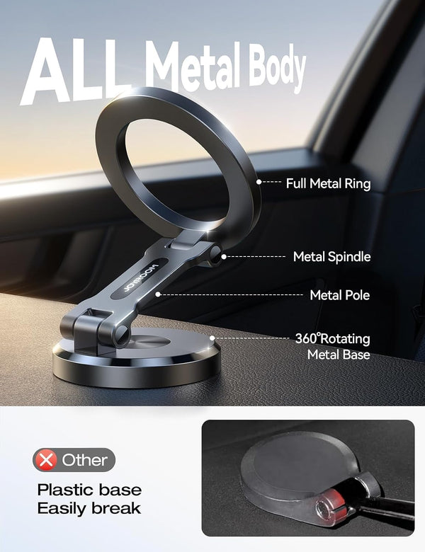 JOYROOM All-Metal MagSafe Car Mount, 360° Rotation Magnetic Phone Holder | Strong Magnets Car Phone Holder for Car Dash, Car Accessories for Women