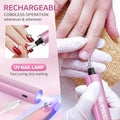 Cordless Nail Drill Electric File with UV Nail Lamp: Professional for Acrylic Gel Dip Powder Nails Portable Nail Drill Machine Kit for Manicure