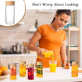 Nuogo 6 Pack Glass Bottles with Lids 12 Oz Juicing Bottles Reusable Wide Mouth Glass Cups Airtight Leak Proof Drinking Milk Water Tea Cups for
