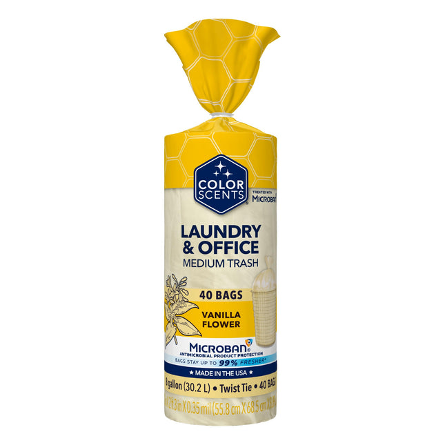 Color Scents Medium Trash Bags - 8 Gallon, 40 Bags (1 Pack of 40 Count), Twist T