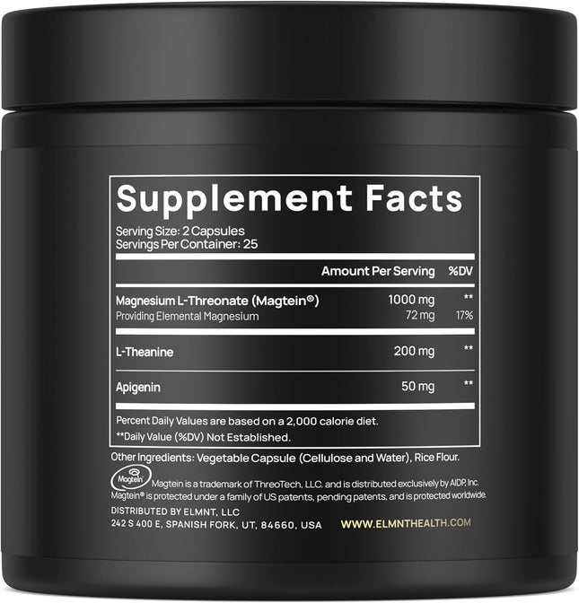 ELMNT Triple Sleep Magnesium Threonate W. Apigenin, Theanine & Magtein Magnesium
