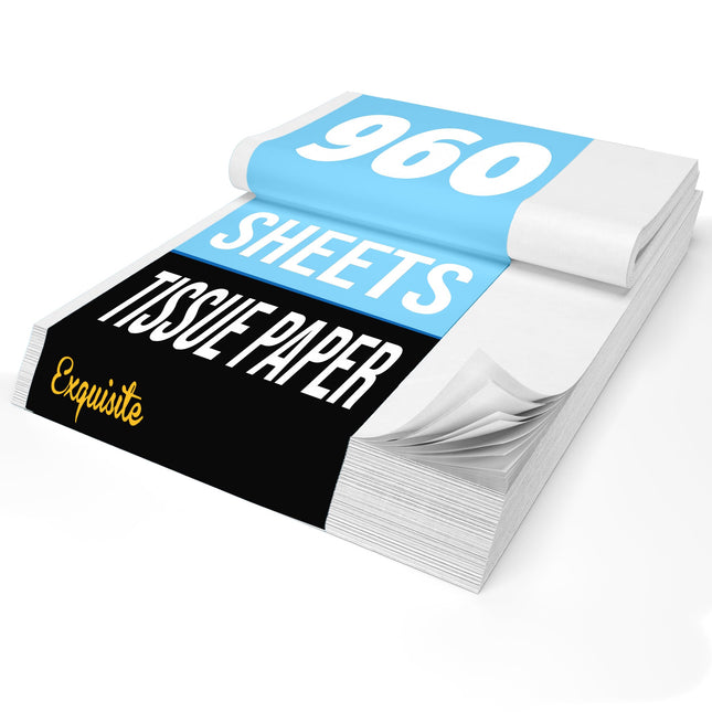 White Tissue Paper for Gift Bags, White Tissue Paper Bulk - 960 Sheets 15" X 20"