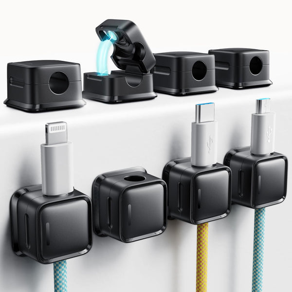 Cord Organizer Holder, 8 Pack Magnetic Desk Cable Clips Management, Hide Phone Charging Cable Keeper, Strong Adhesive Wire Charger Holder for