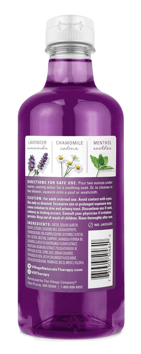 Village Naturals Therapy, Foaming Bath Oil and Body Wash, Nighttime Relief, 16 O