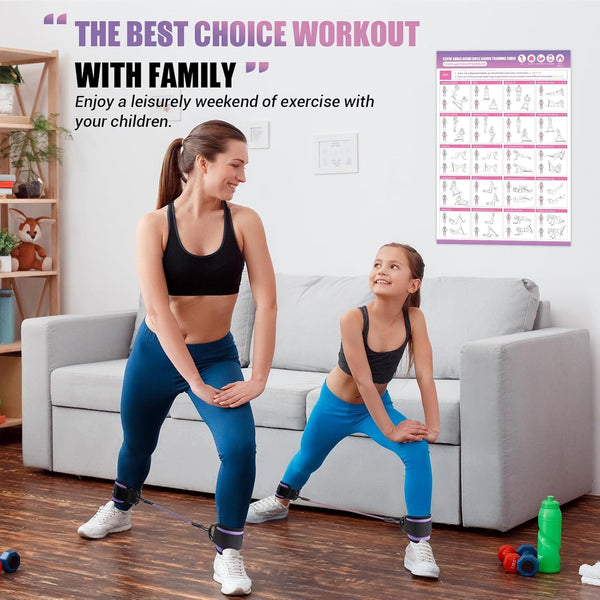 Ankle Resistance Bands with Cuffs, Ankle Bands for Working Out, Kickbacks Hip, Leg Glute Exercise Equipment with Training Poster, Resistance