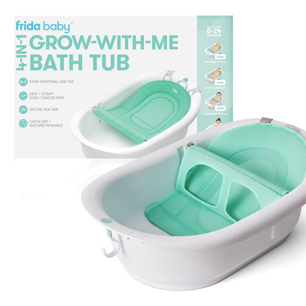 Frida Baby 4-in-1 Grow-with-Me Baby Bathtub, Baby Tub for Newborns to Toddler with Removable Bath Seat & Backrest for Bath Support in Tub Bath Tub