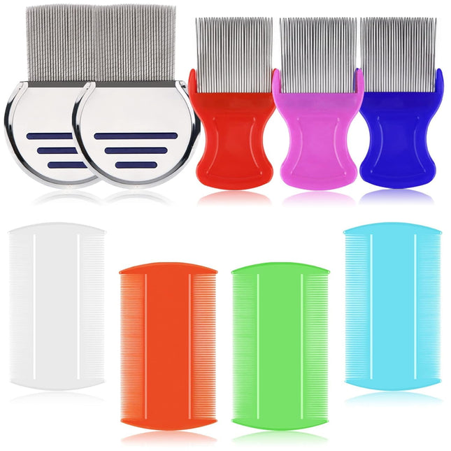 9 Pcs Lice Combs, Flea Combs, Hair Comb Double Sided Fine Tooth Combs, Removal Dandruff Comb with Metal Teeth, Stainless