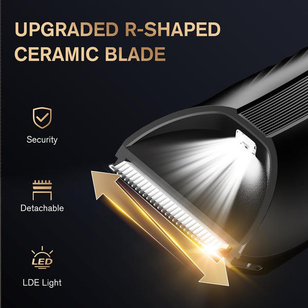 Spacekey Electric Body Hair Trimmer - IPX7 Waterproof Ball Trimmer for Men with LED Light, Wet/Dry Groomer, USB-C Rechargeable, Travel Bag