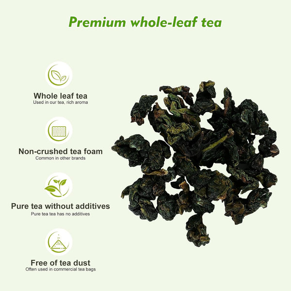 GTGLOTRA Oolong Tea Bags, 24 Whole Leaf Tea Bag, Alternative To Caffeine, 100% Natural Pure Tea, Stress Relief Pyramid Teabags, Suitable for