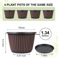 Myfeegoin Planter-Pots-for-Plants-Indoor-Outdoor, 4 Pack 10 Inch Plastic Flower Pots with Saucer & Drainage Holes, Modern Garden Planters for