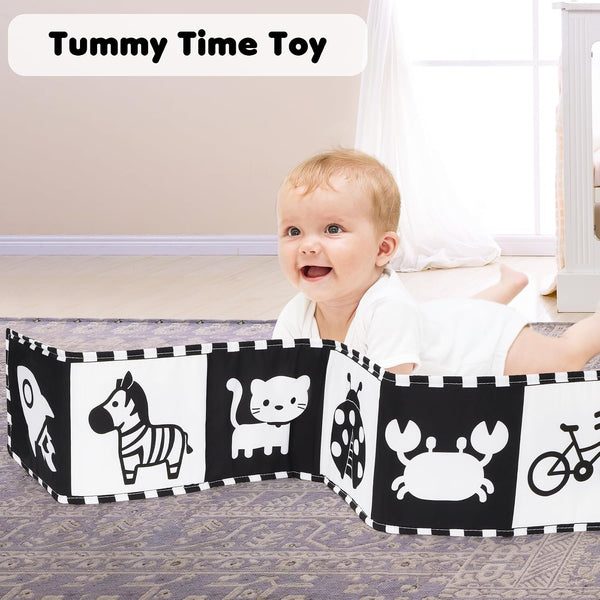 URMYWO Black and White Baby Toys, Tummy Time High Contrast Newborn Toys 0-3 Months, Soft Baby Book, Visual Stimulation Montessori Sensory Infant