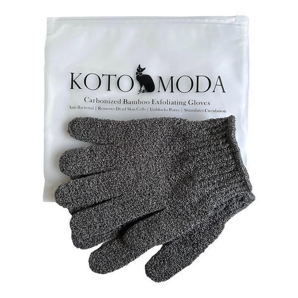 Sphynx Hairless Cats Carbonized Bamboo Bath Exfoliating Gloves Charcoal Bamboo Shower Body Scrub (1 Pair)