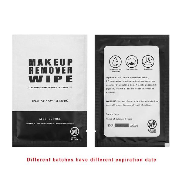 100 Makeup Remover Wipes Bulk Individually Wrapped Makeup Wipes Single Makeup Remover Cloth Facial Cleansing Pads for Mascara Lipstick Oil Dirt