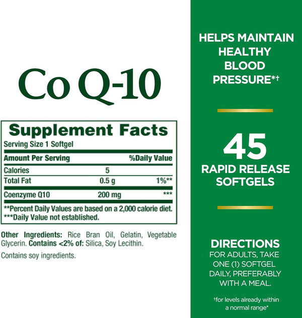 Nature'S Bounty Coq10, Heart Health and Healthy Aging, Dietary Supplement, 200Mg, 45 Rapid Release Softgels