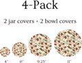 (4-Pack) Sourdough Reuseable Jar & Bowl Covers | Cute Baking Gift | 100% Cotton | Washable | Bread Proofing | Kitchen Food Storage Gifting |