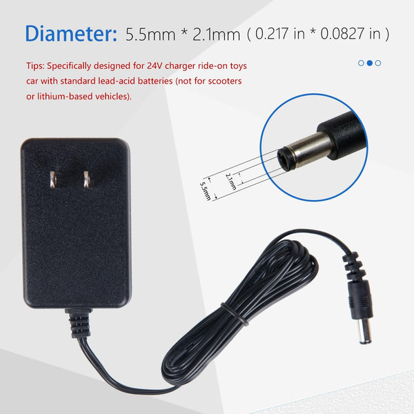 24V Charger for Ride On Car, 24V Battery Charger for Ride on Toys | for Lead-Acid Batteries Only