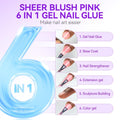 Gelike EC 6-in-1 Jelly Nail Glue Gel: Sheer Blush Pink UV Rubber Base Builder Gel for Apex Building & Short Extension – Extra Strong Adhesive for