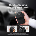 Slim Card Holder Wallet for Men, RFID Blocking Minimalist Mens Wallet, Metal Pop up Wallet with Cash Band (Black)