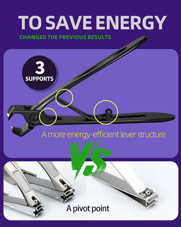 Ultra Wide Jaw Opening Nail Clippers Set, Toenail Clippers for Thick Nails, Heavy Duty Nail Cutter, Stainless Steel Toe Nail Clippers for Seniors,
