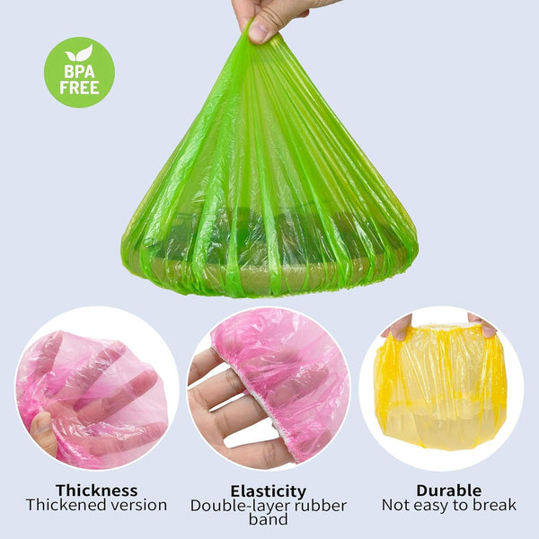NEPAK 60 Pcs Bowl Covers Reusable, 3 Sizes Plastic Food Covers, Elastic Film Fits Most Plates and Dishes, Proofing Cover for Kitchen Picnic