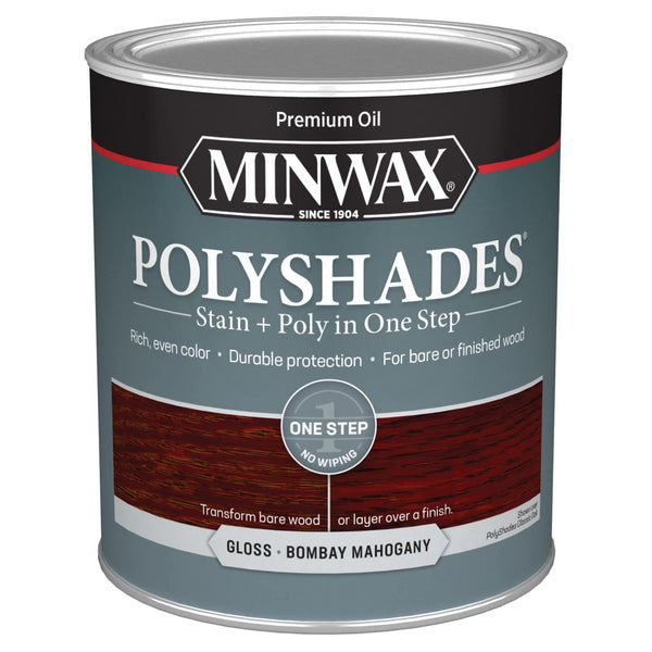 Minwax PolyShades Wood Stain + Polyurethane Finish – Quart, Bombay Mahogany, Gloss Bombay Mahogany 32 Fl Oz (Pack of 1)