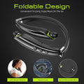 Bluetooth Headset, 2025 Upgraded Neckband Bluetooth Headphones with Retractable Earbuds, Noise Cancelling Stereo Earphones with Mic, Foldable