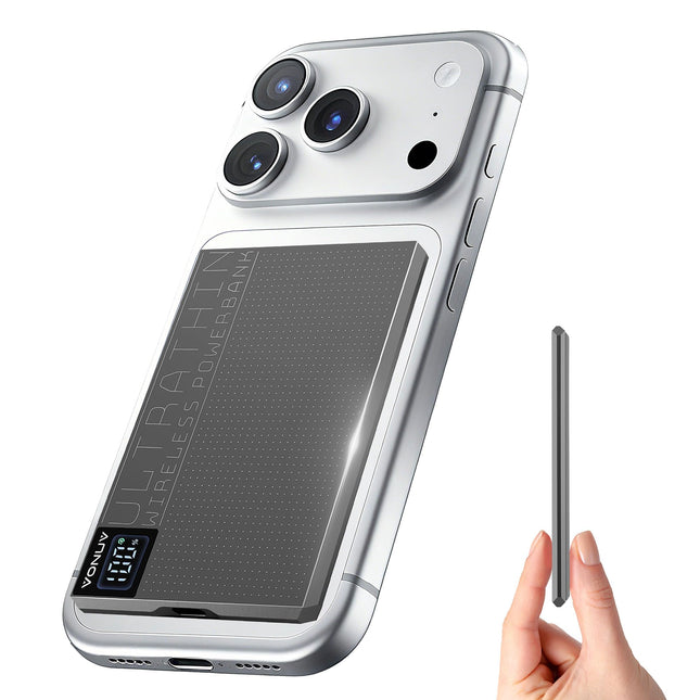 Magnetic Portable Charger 5000mAh with 15W Wireless & 20W PD Fast Charging,Ultra-Slim Travel-Ready Design,LED Display & 
