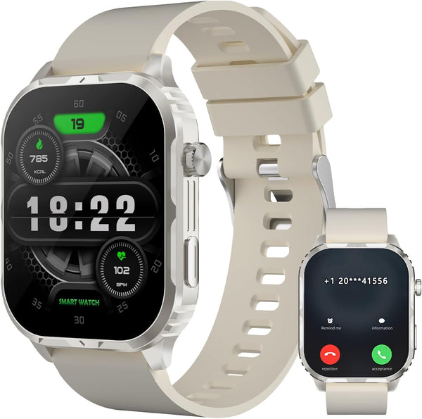 Smart Watch for Men Women with 2.1" HD Screen Military Watches, Call & Text for Android Ios, Heart Rate & Activity Tracker, IP68 Waterproof, 100
