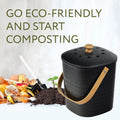 Impresa 2 Pack Bamboo Compost Bin for Kitchen – 1 Gallon Countertop Container with Lid & Indoor Food Waste Composter