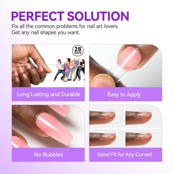 Gelike EC 6-in-1 Jelly Nail Glue Gel: Sheer Blush Pink UV Rubber Base Builder Gel for Apex Building & Short Extension – Extra Strong Adhesive for