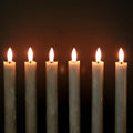 GenSwin Flameless Grey Taper Candles Flickering with 10-Key Remote, Battery Operated Led Warm 3D Wick Light Window Candles Real Wax Pack of 6,