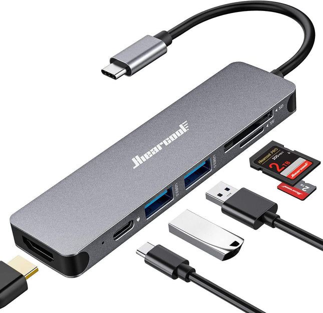 Hiearcool USB C Hub, USB-C Multi-Port Adapter for Macbook Pro, 7IN1 USBC to HDMI Hub Dongle Compatible for Laptops and O
