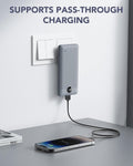 VRURC Portable Charger Built-In Cables and AC Wall Plug, USB C Power Bank 10000Mah, Travel Battery Portable Phone Charger Compact Lightweight