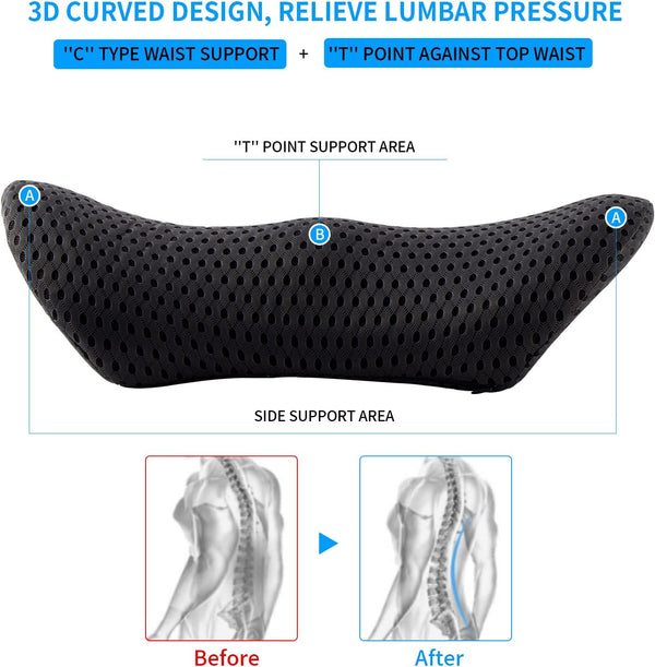 Lumbar Pillow, Memory Foam Lumbar Support Pillow for Office Chair and Car Seat, Back Support Pillow for Lower Back Pain Relief, Support Cushion