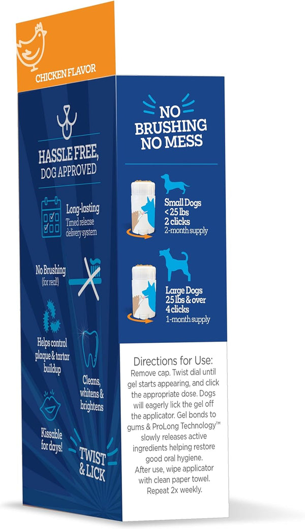 Twist + Lick Brush Free Dental Gel for Dogs, 30 Day Supply, Fresh Breath Chicken