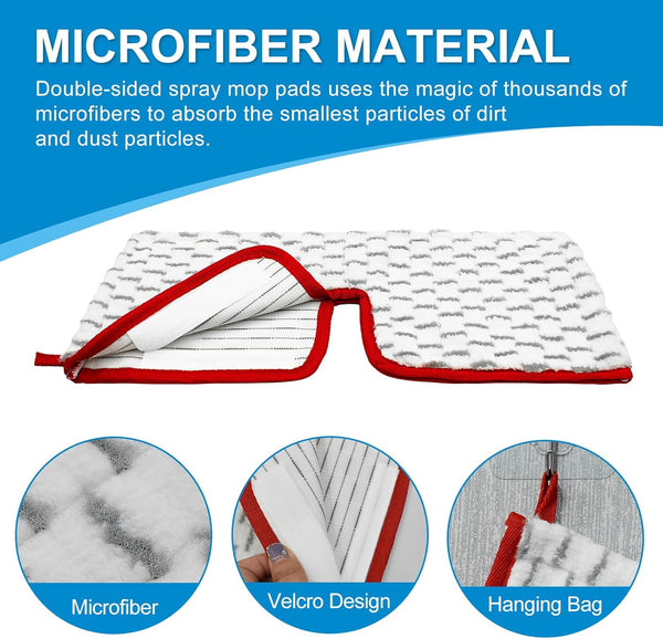 Microfiber Spray Mop Pads Compatible with Promist MAX Spray Mop, Spray Mop Refills for Ocedar Mop Replace Head Replacements, Double Sided Usable