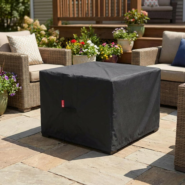Sheechung Gas Fire Pit Cover Square-Premium Patio Outdoor Cover Heavy Duty Fabric with PVC Coating,100% Waterproof,Anti-Crack,Fits for