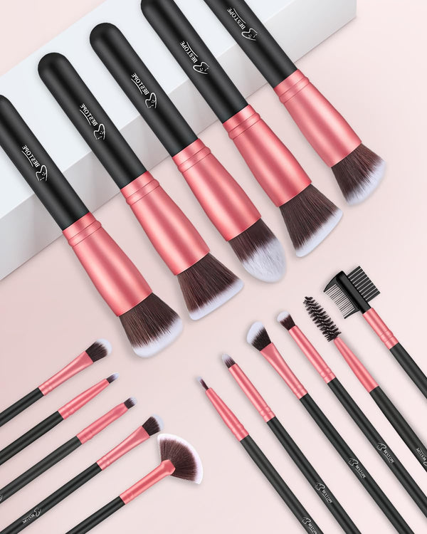 BESTOPE PRO Makeup Brushes 16 Pcs Makeup Brush Set, Blending Brush for Foundation, Premium Synthetic Powder Concealers Makeup Brushes for Eyes and