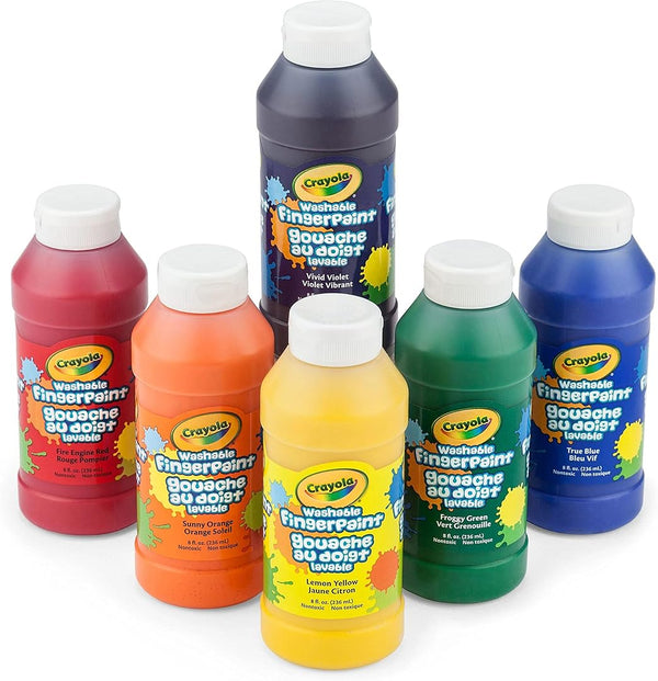 Crayola Washable Finger Paints (6Ct), Toddler Paint Set, Nontoxic Finger Paint for Kids, Arts & Crafts Supplies for Toddlers, Easter Basket