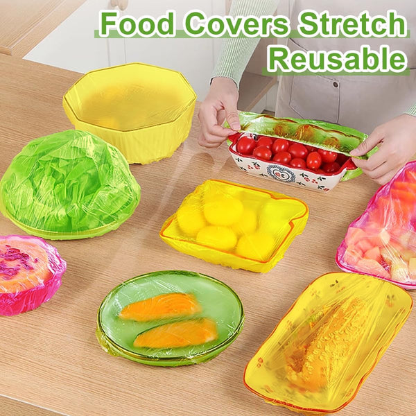 Mwellewm Bowl Covers Plastic Elastic Wrap for Food Storage Reusable Food Covers Saran Wrap Fresh Keeping Stretch Bags Bowl Covers for Bread