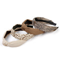 Knotted Headbands for Women Non Slip Fashion Knot Headband Fall Outfits Beige Brown Leopard Head Band