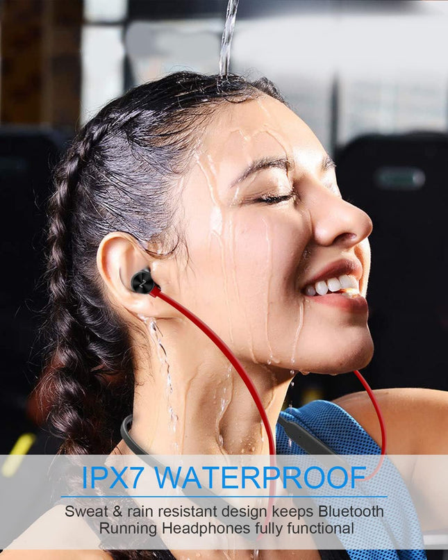 NANAMI Bluetooth Headphones Wireless Earbuds - Sports Magnetic Neckband Wireless Headsets, Hifi Stereo Deep Bass Updated